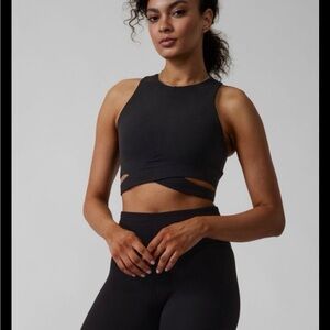 Athleta Conscious Cut Out Crop Top Black 2X D/DD